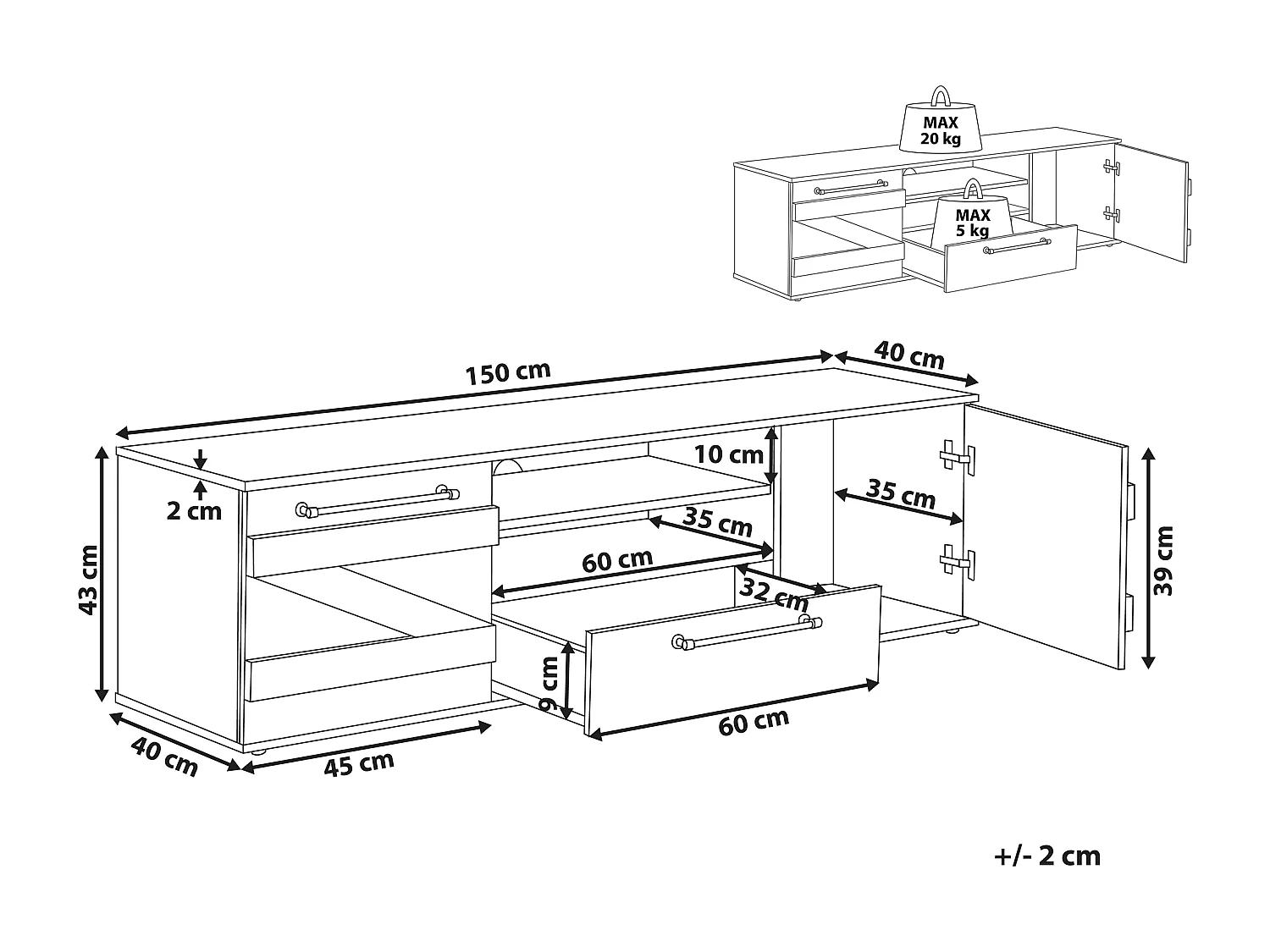 Szafka RTV SALTER Brązowy/ czarny