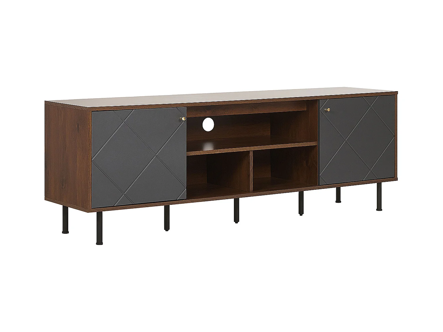 Meuble TV PALMER Marron foncé/gris