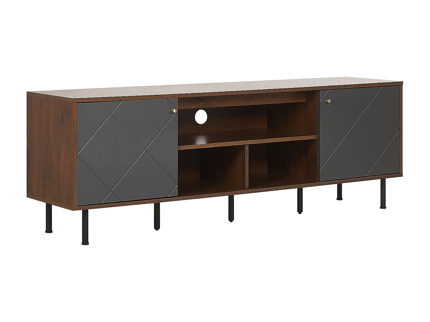 Meuble TV PALMER Marron foncé/gris