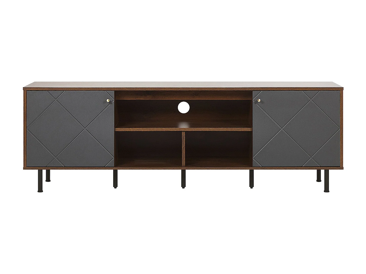 Meuble TV PALMER Marron foncé/gris