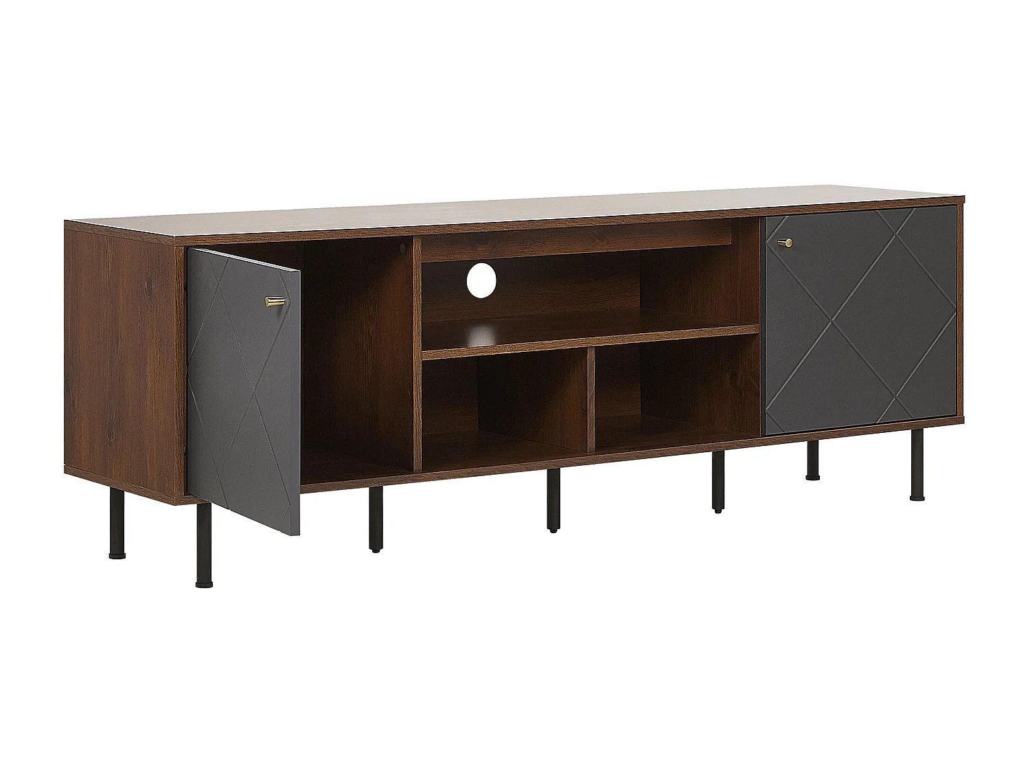 Meuble TV PALMER Marron foncé/gris