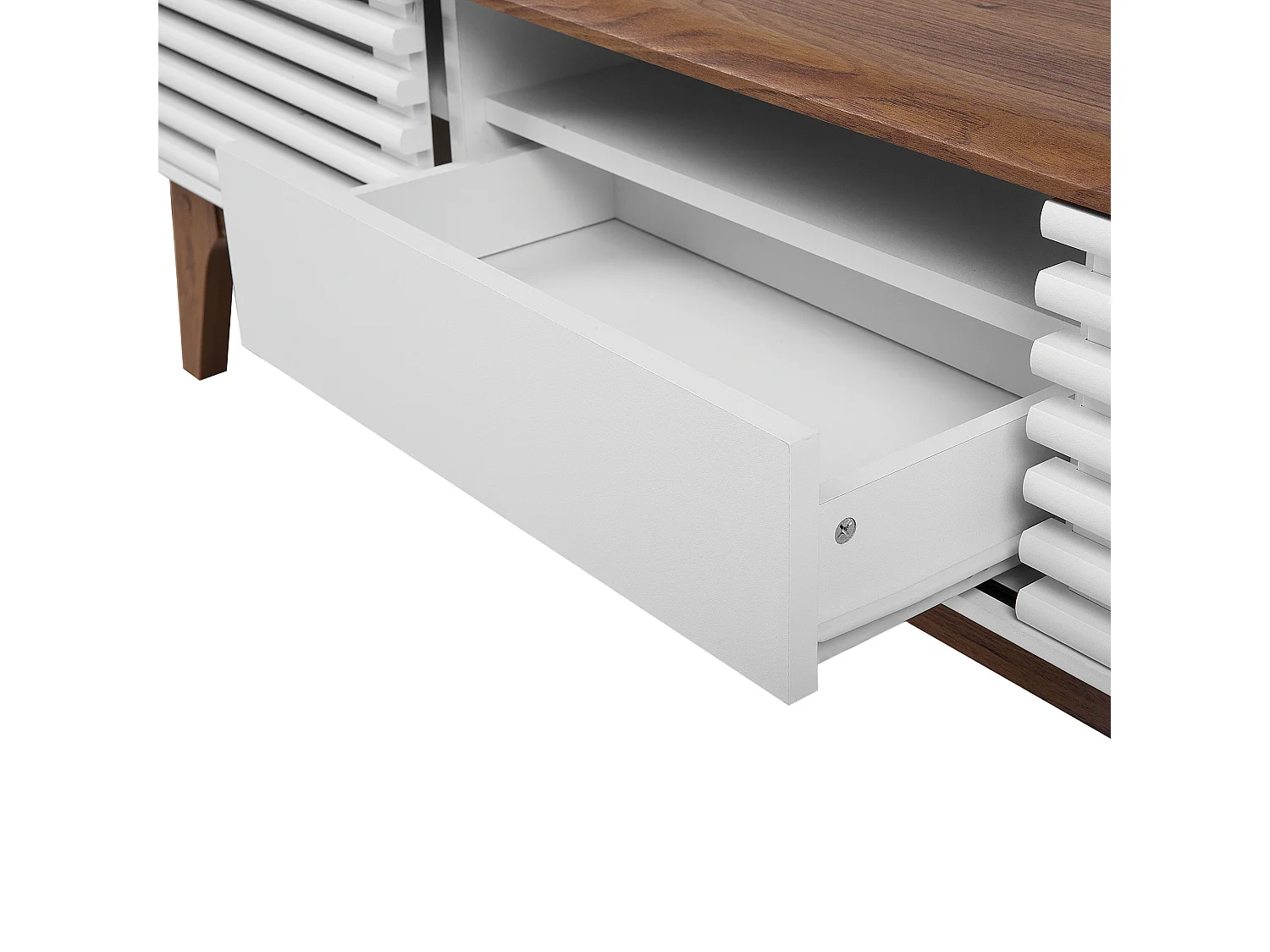 Multifunktionaler Fernsehschrank dunkler Holzfarbton/weiß Detroit