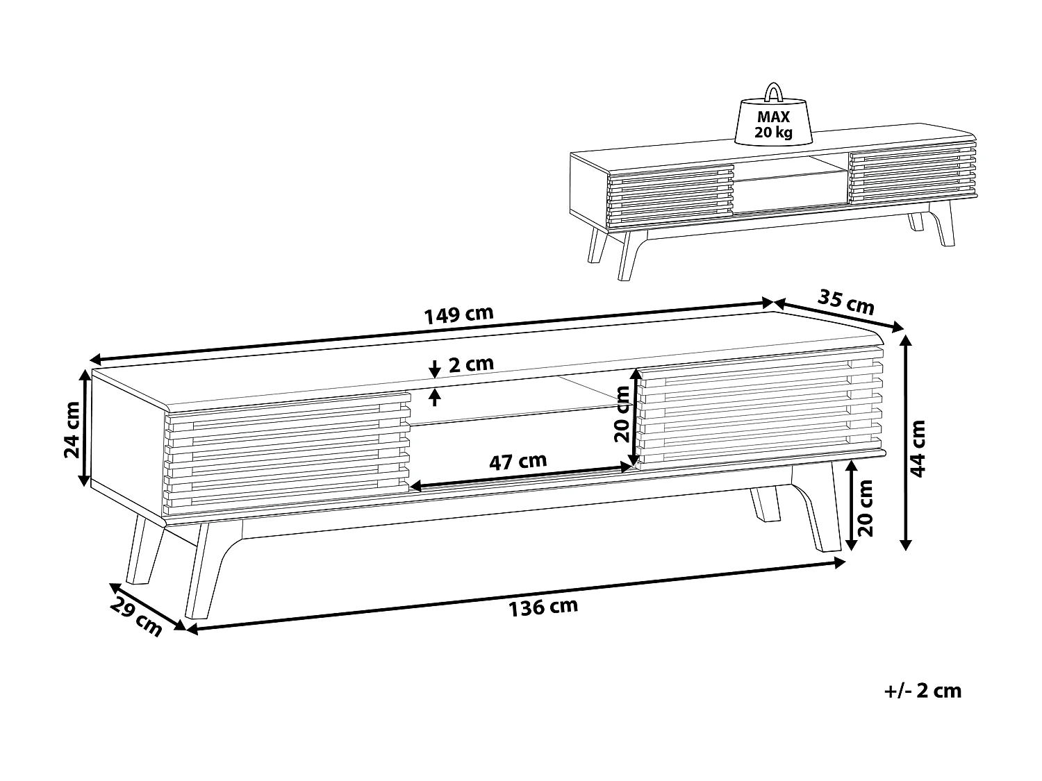 Meuble TV DETROIT Marron/blanc