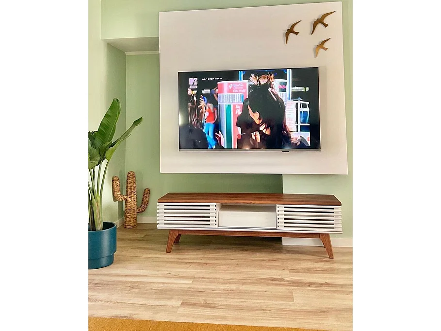 Mueble TV DETROIT Marrón/Blanco