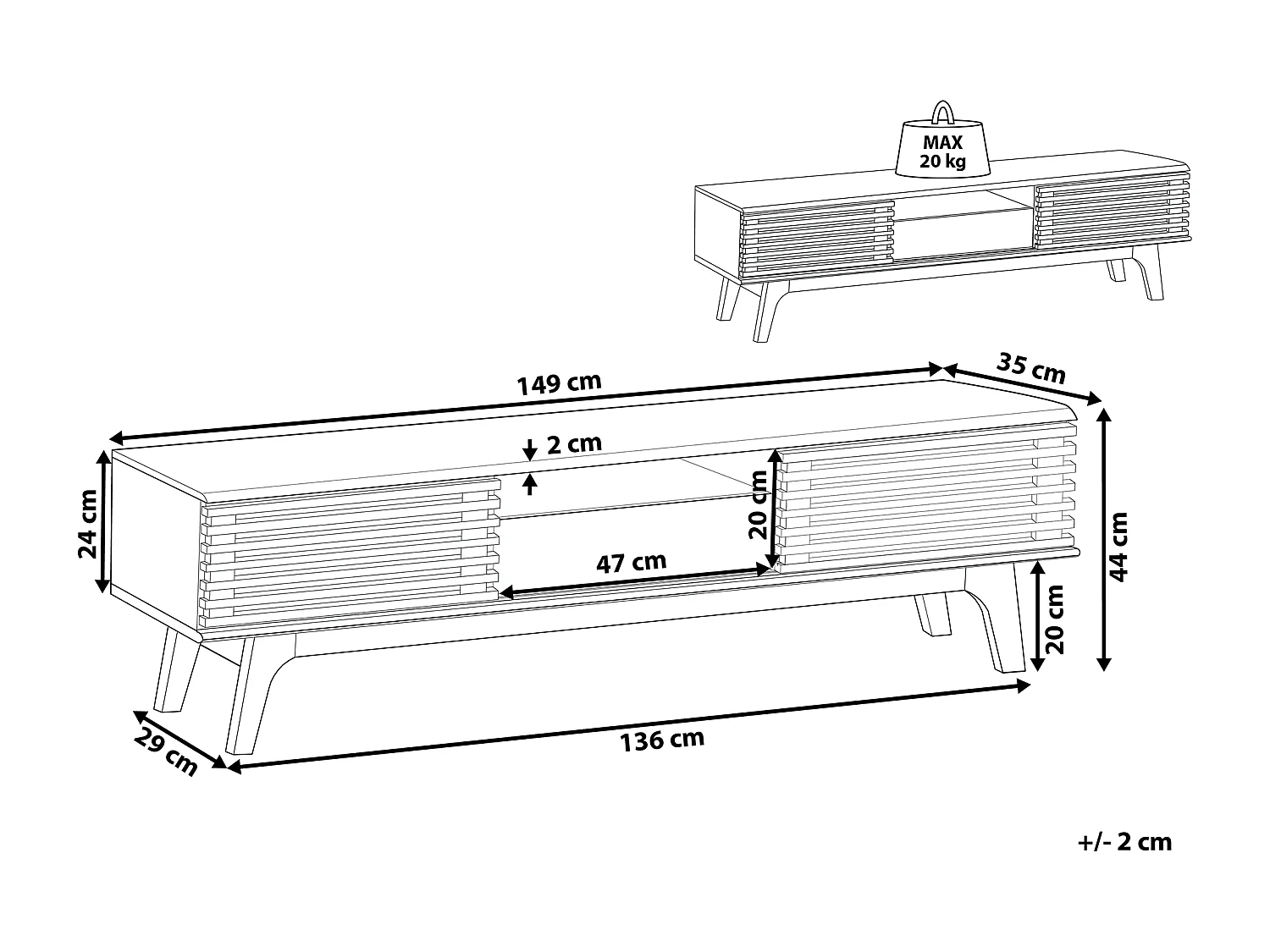 Meuble TV DETROIT Marron/blanc