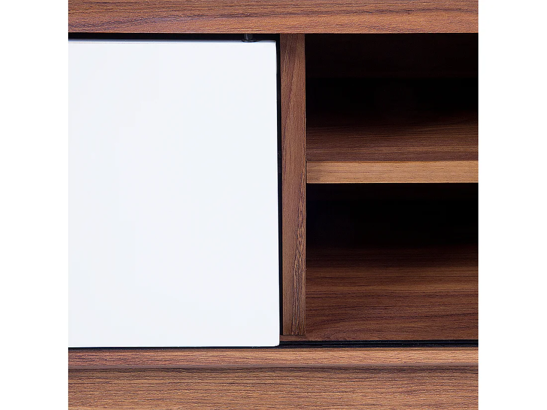 TV-Möbel Fernsehtisch 2 Schränke dunkler Holzfarbton/weiß 150 x 35 x 45 cm Eerie