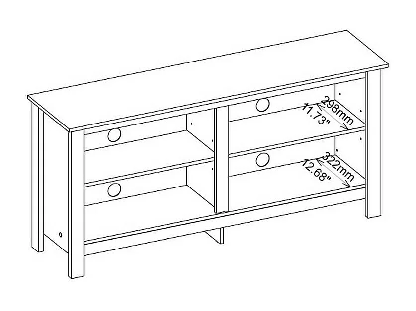 Meuble TV 65 Pouces Noir 4 Niches L 148 H 69.5 P 38.5 cm