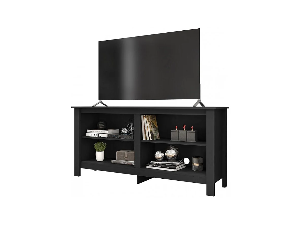 Meuble TV 65 Pouces Noir 4 Niches L 148 H 69.5 P 38.5 cm