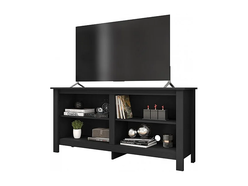 Meuble TV 65 Pouces Noir 4 Niches L 148 H 69.5 P 38.5 cm