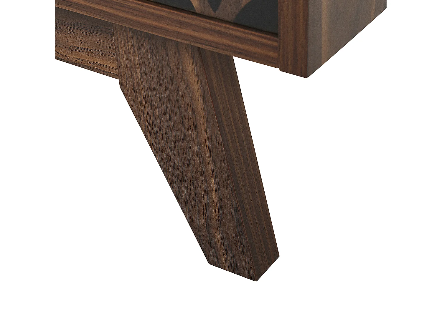 TV-Möbel dunkler Holzfarbton shwarzes geometrisches Muster Retro-Stil Prescot