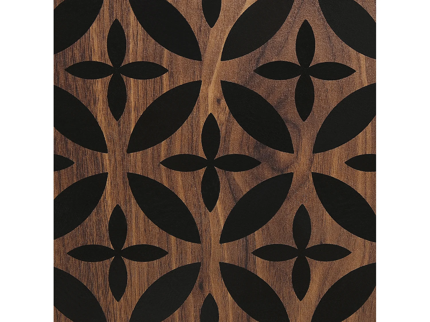 TV-Möbel dunkler Holzfarbton shwarzes geometrisches Muster Retro-Stil Prescot