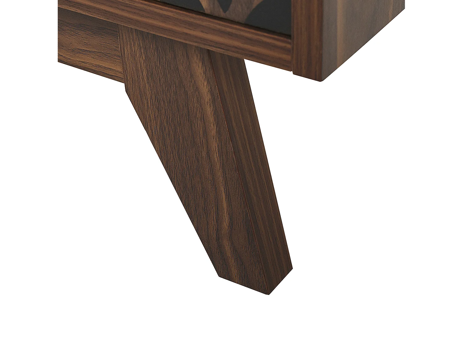 TV-Möbel dunkler Holzfarbton shwarzes geometrisches Muster Retro-Stil Prescot