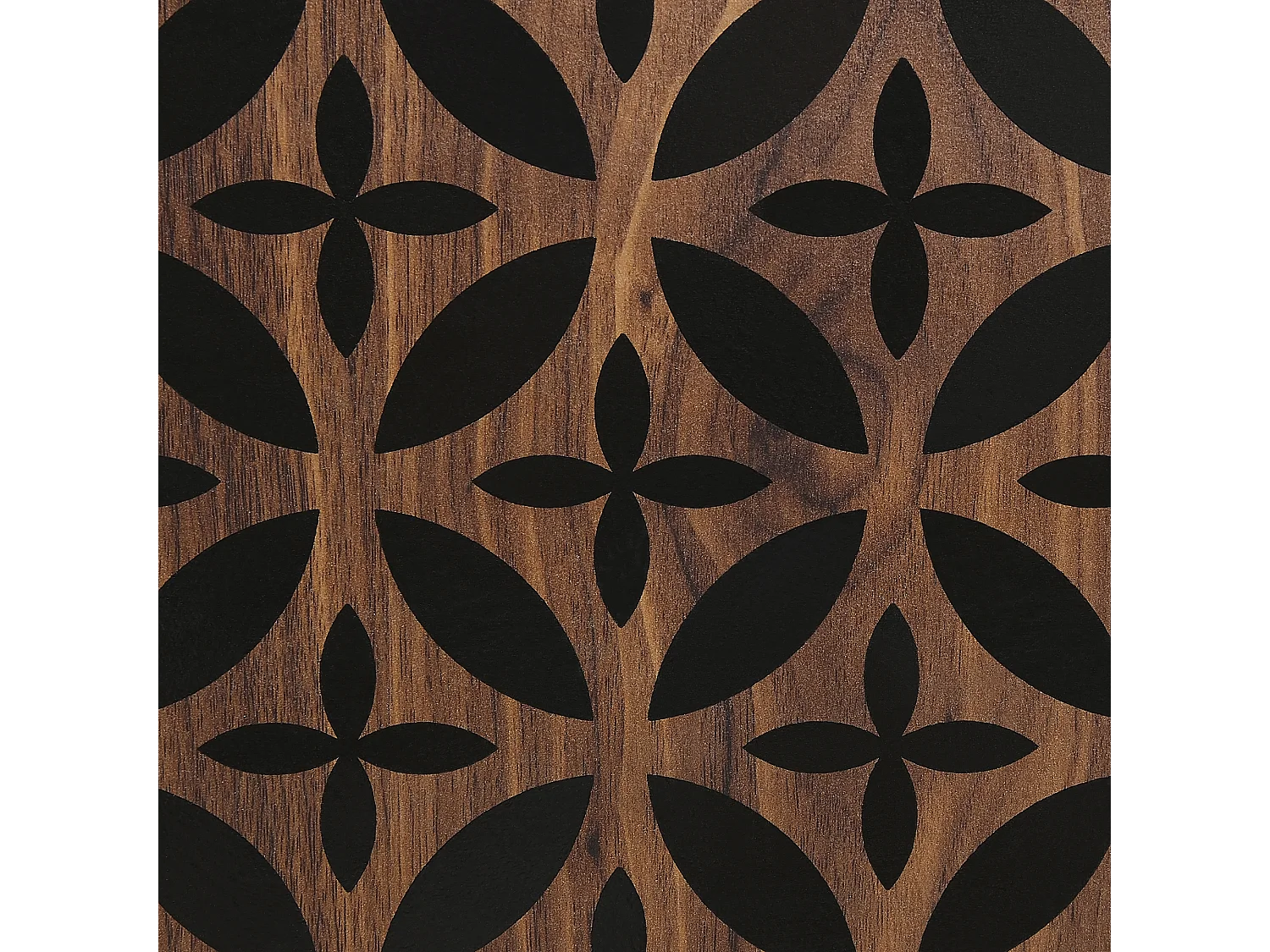 TV-Möbel dunkler Holzfarbton shwarzes geometrisches Muster Retro-Stil Prescot