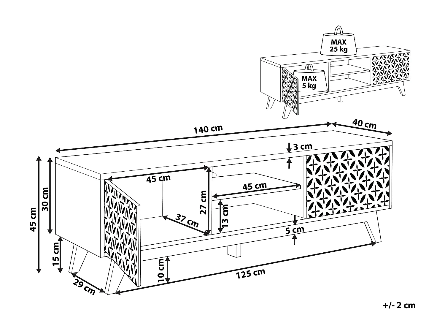 Meuble TV PRESCOT Marron foncé