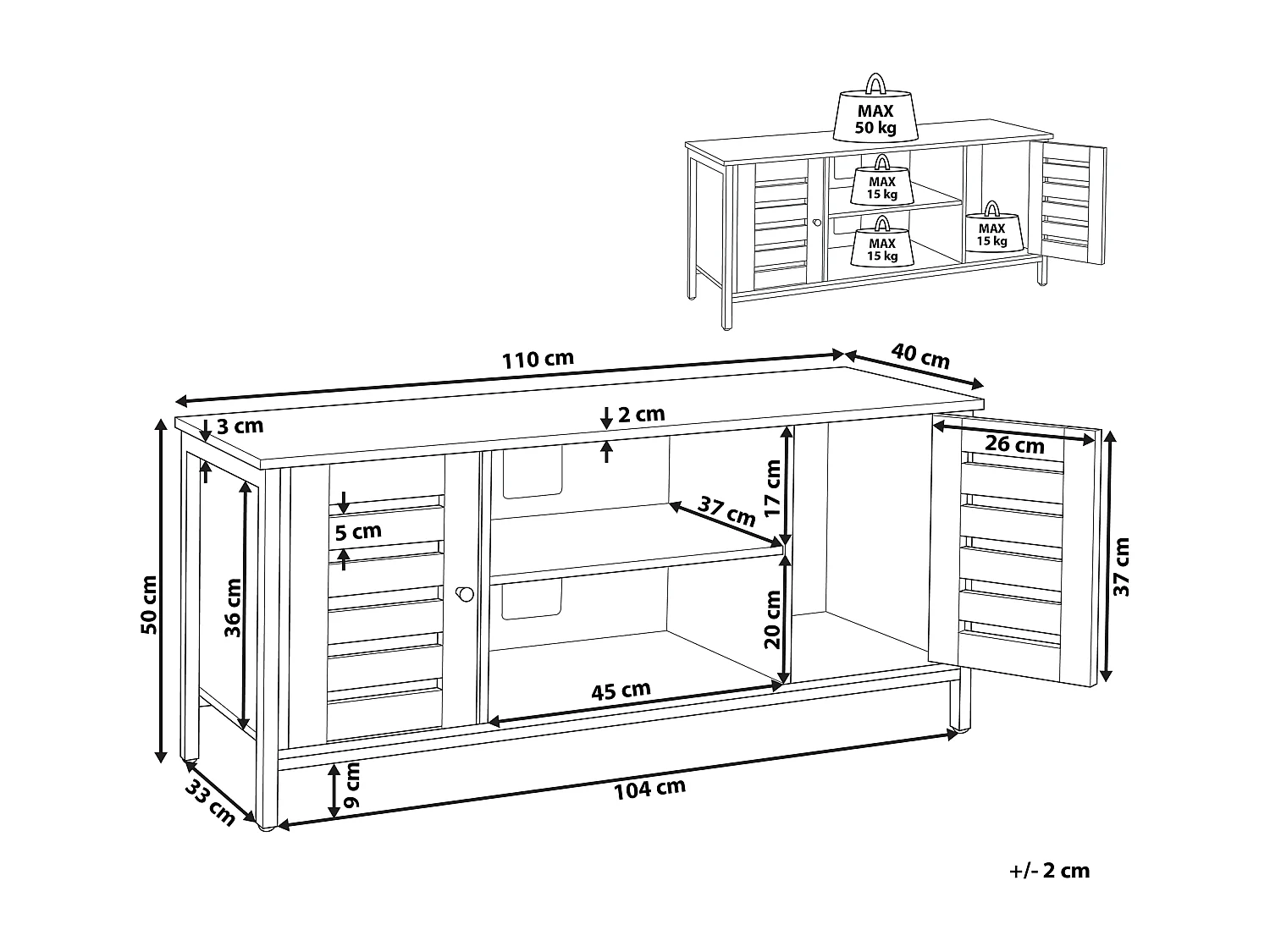 Meuble TV VILSECK Marron foncé