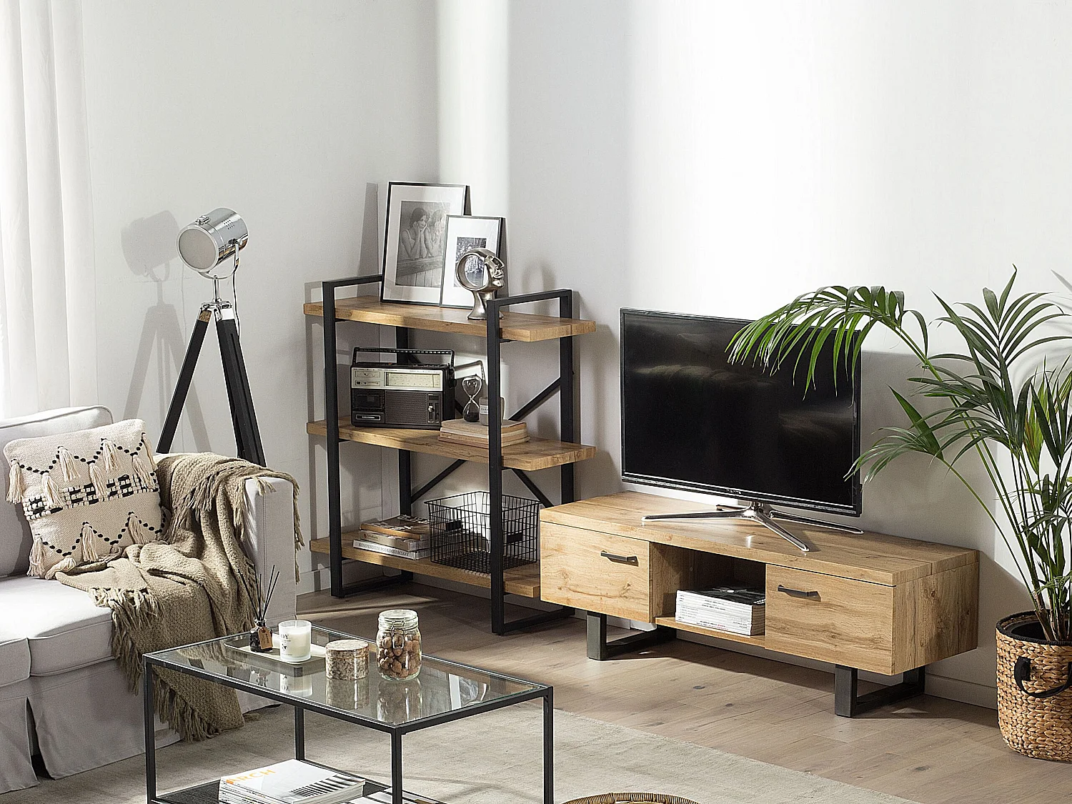 TV-meubel TIMBER Lichtbruin