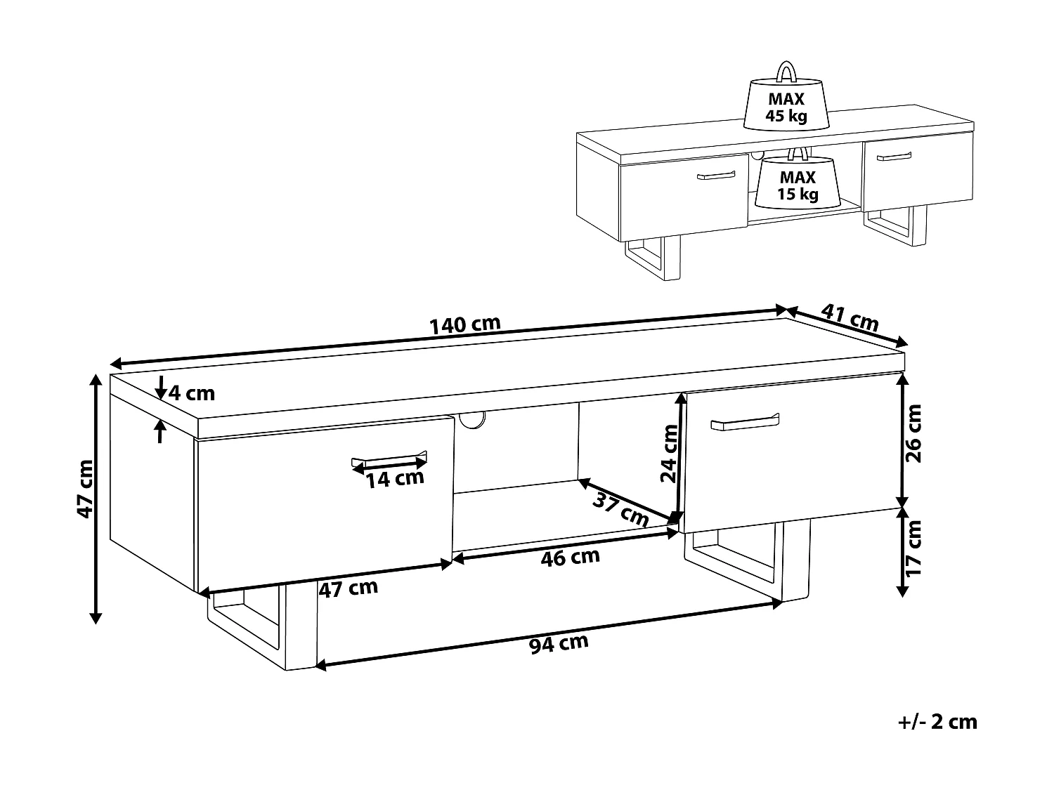 TV-meubel TIMBER Lichtbruin