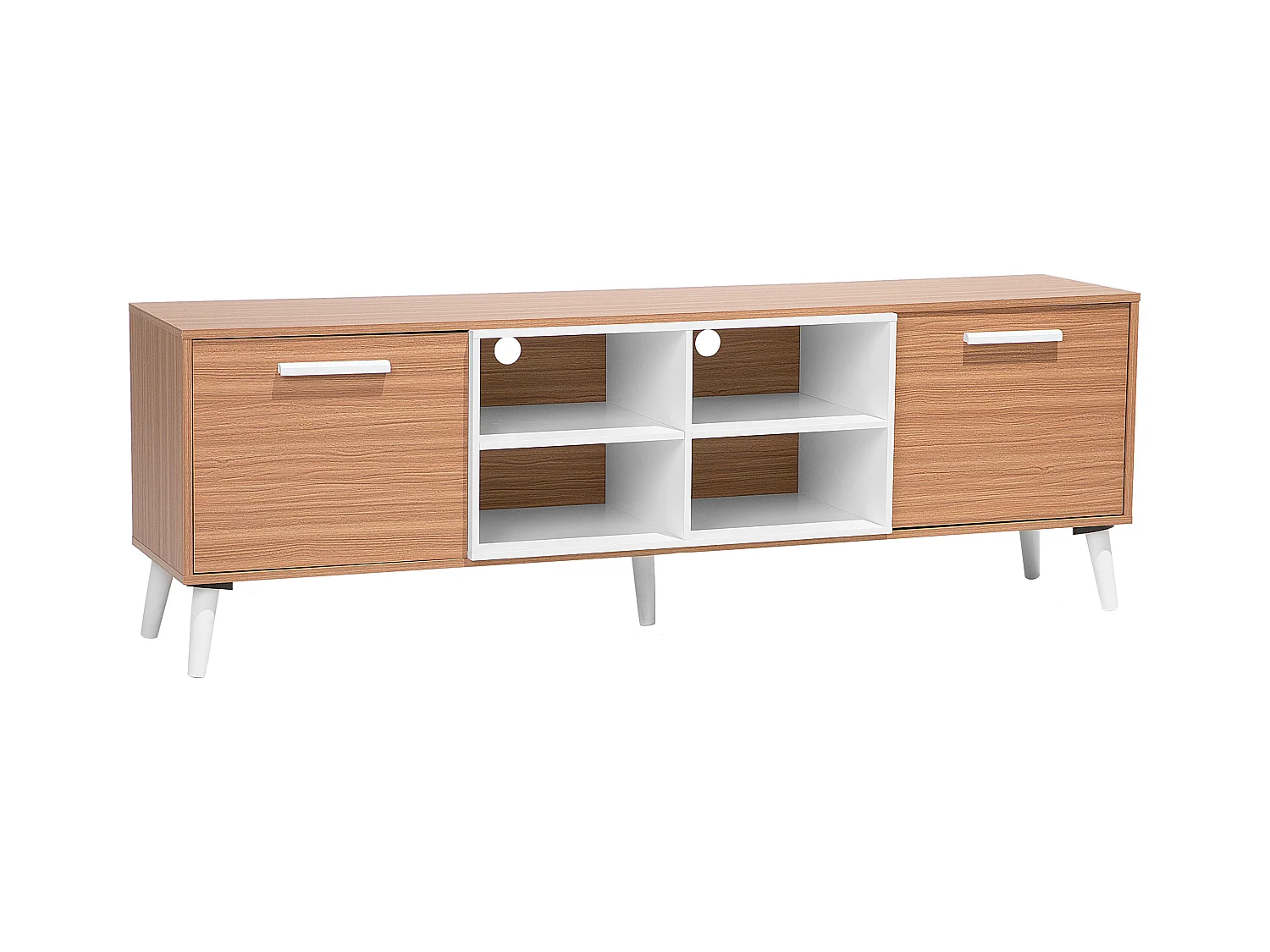 Meuble TV ALLOA Marron clair/blanc
