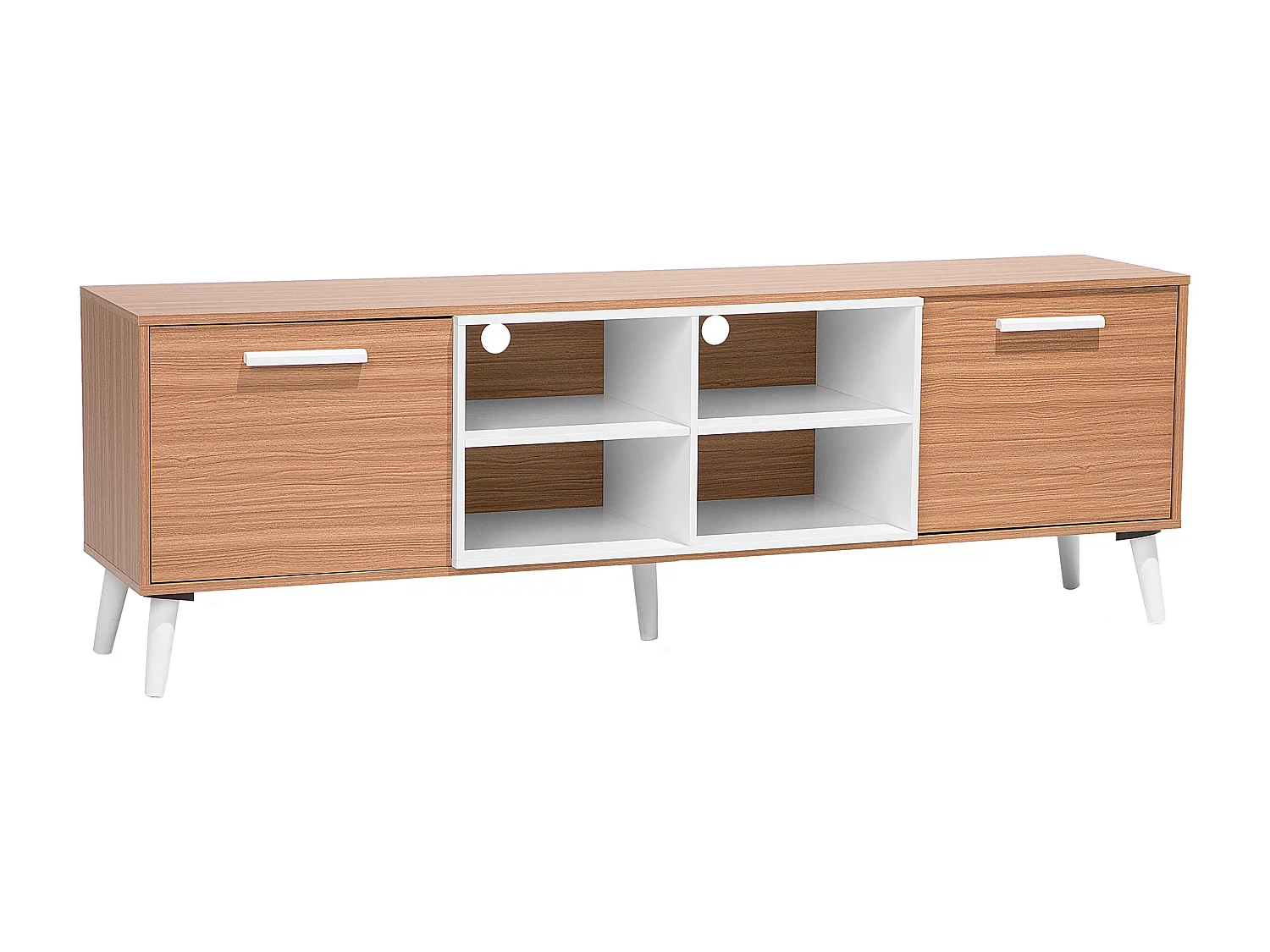 Meuble TV ALLOA Marron clair/blanc