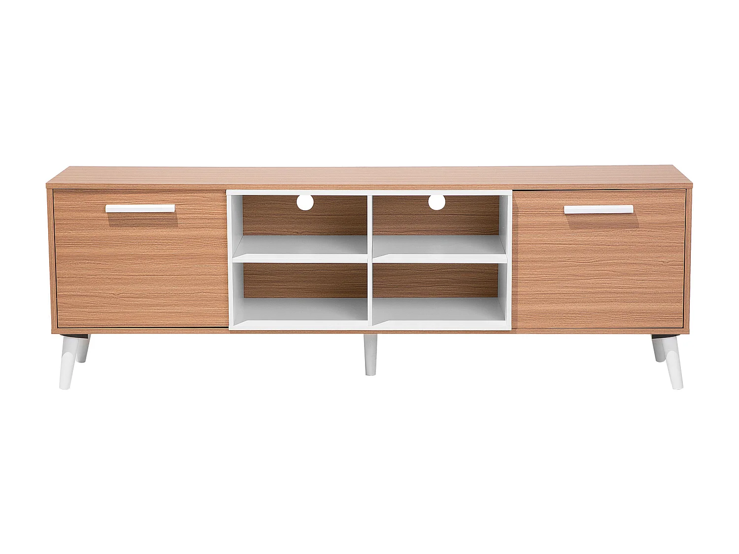 Meuble TV ALLOA Marron clair/blanc