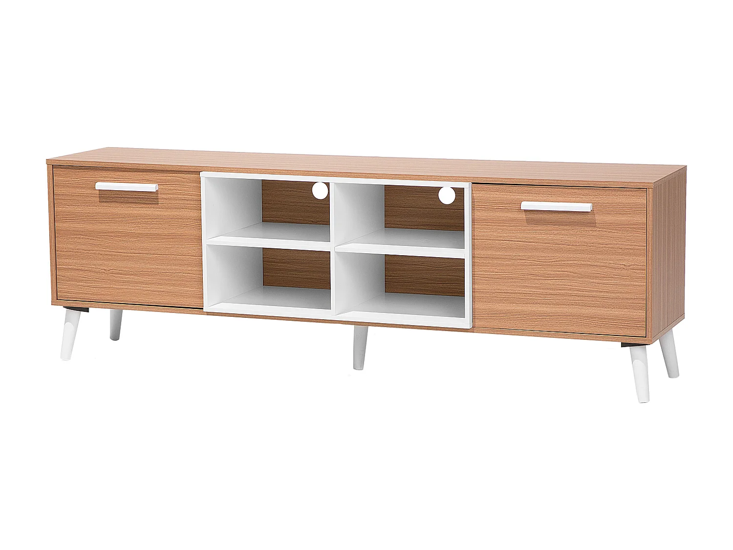 Meuble TV ALLOA Marron clair/blanc