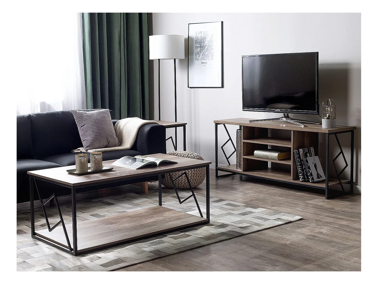 Szafka RTV FORRES Brązowy/ czarny