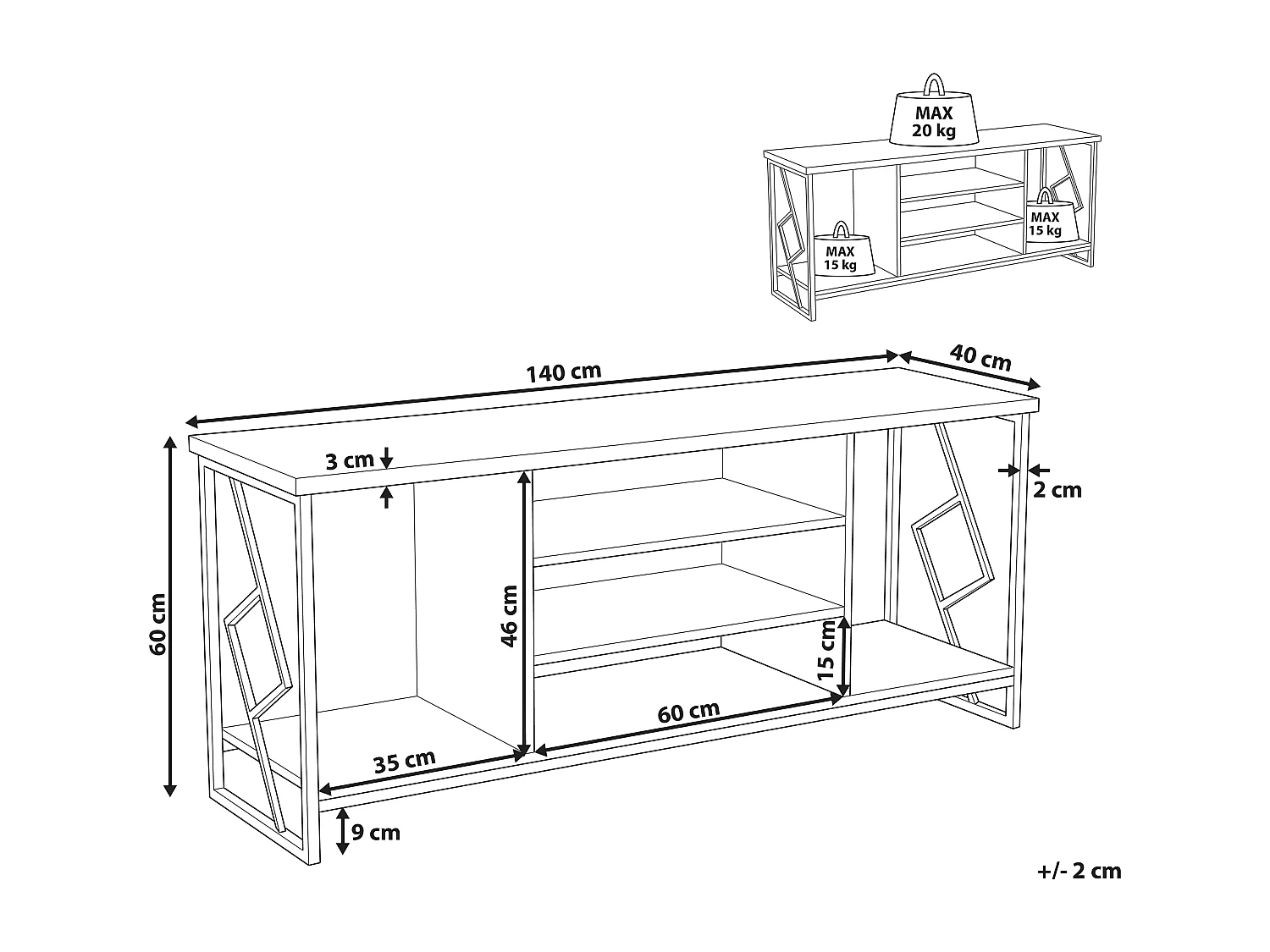 Szafka RTV FORRES Brązowy/ czarny
