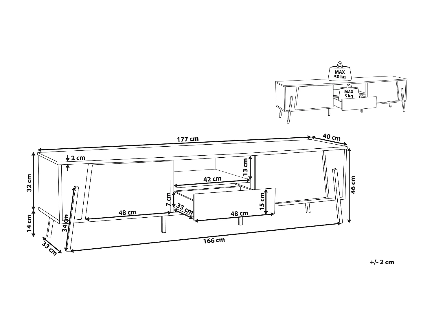 TV-meubel BLACKPOOL Bruin/zwart