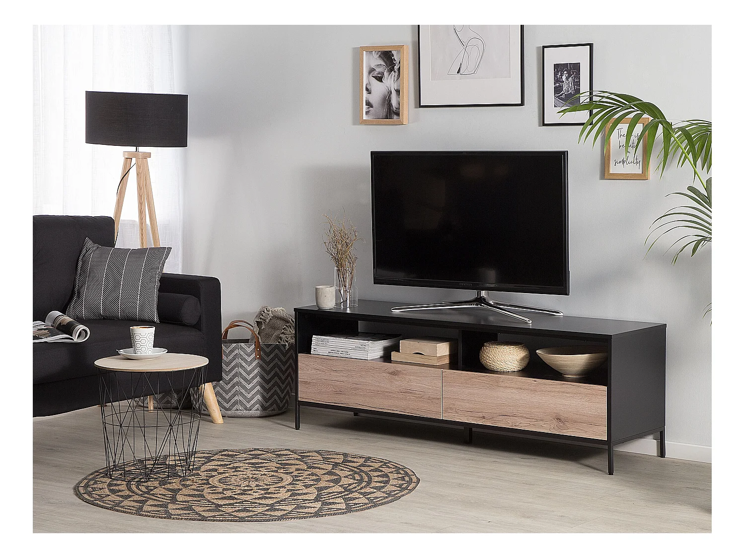Szafka RTV SYDNEY Brązowy/ czarny