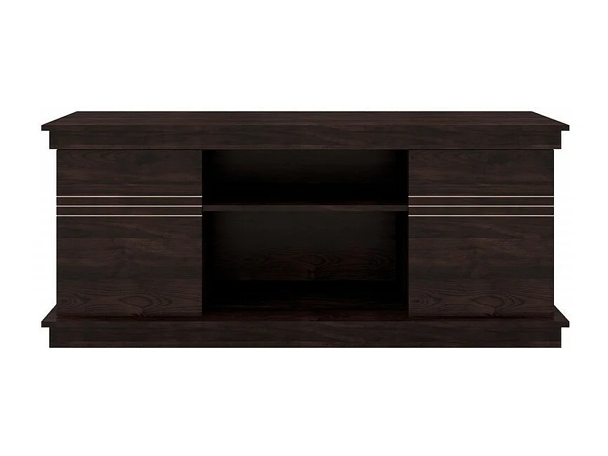 Meuble TV 55 Pouces Wengé 2 Portes 4 Niches L 136 H 54 P 45 cm