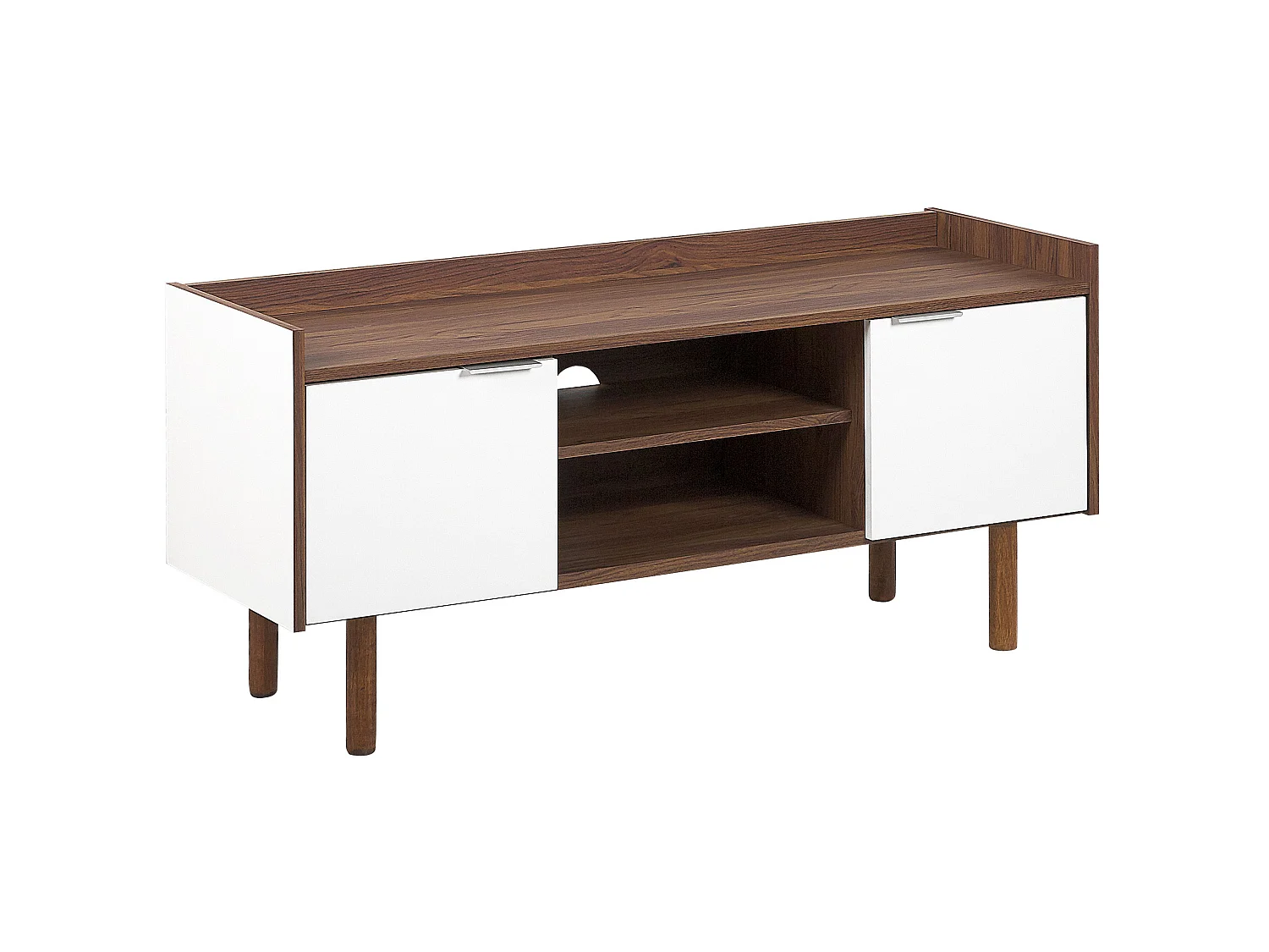 Meuble TV blanc et bois foncé MADERA
