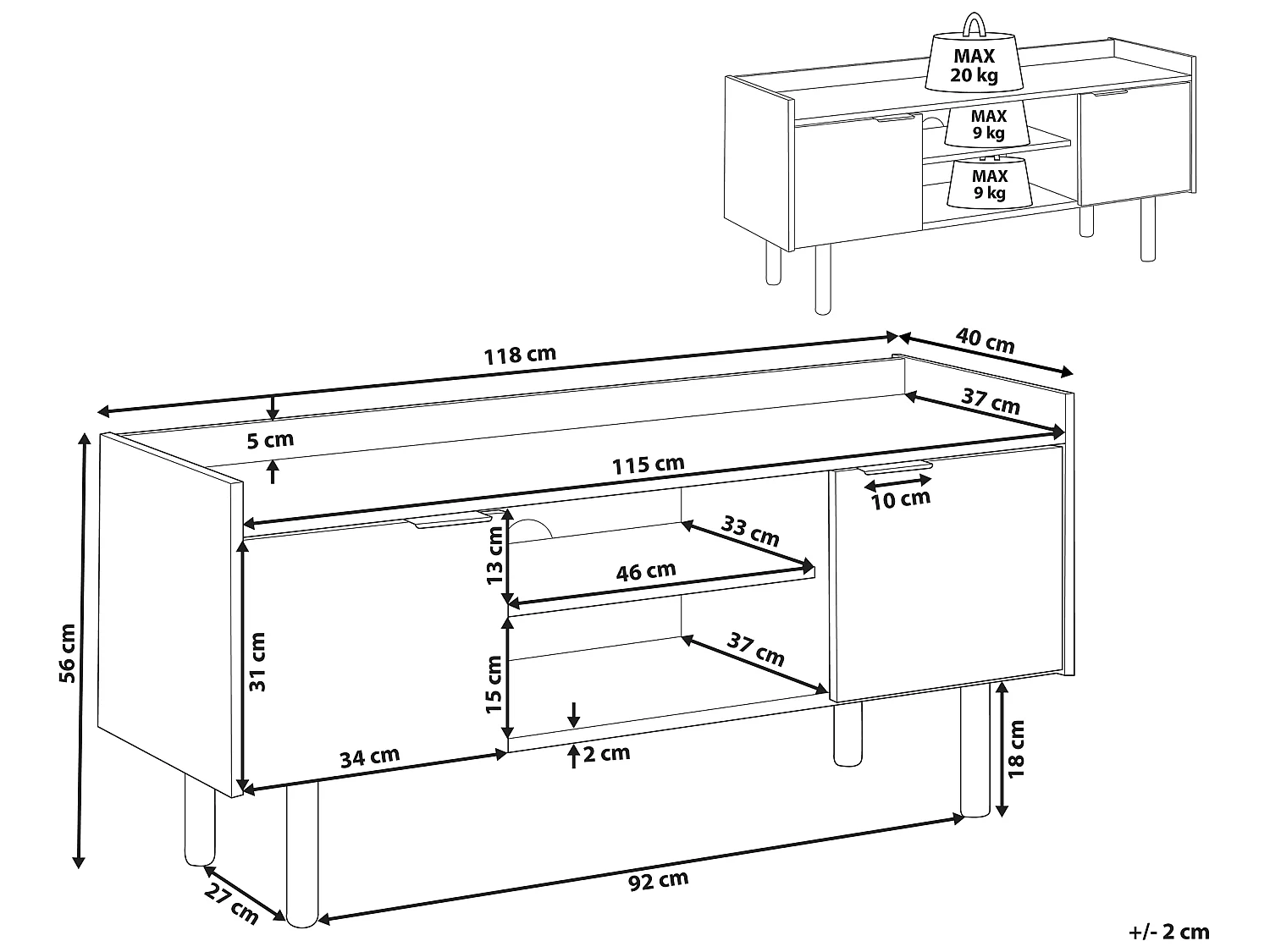 Meuble TV blanc et bois foncé MADERA
