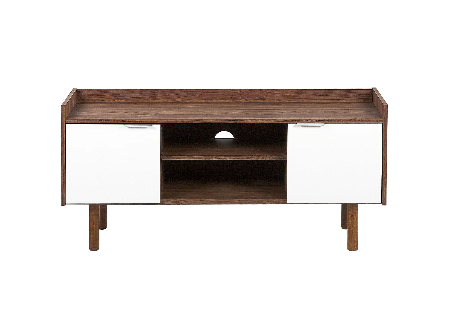 Meuble TV blanc et bois foncé MADERA