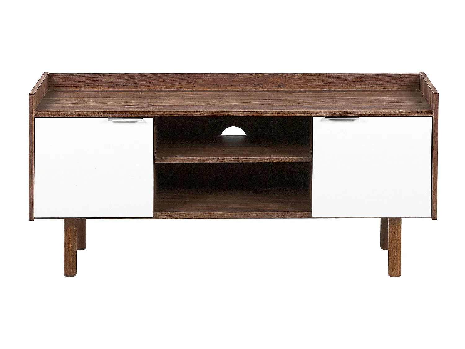 Meuble TV blanc et bois foncé MADERA