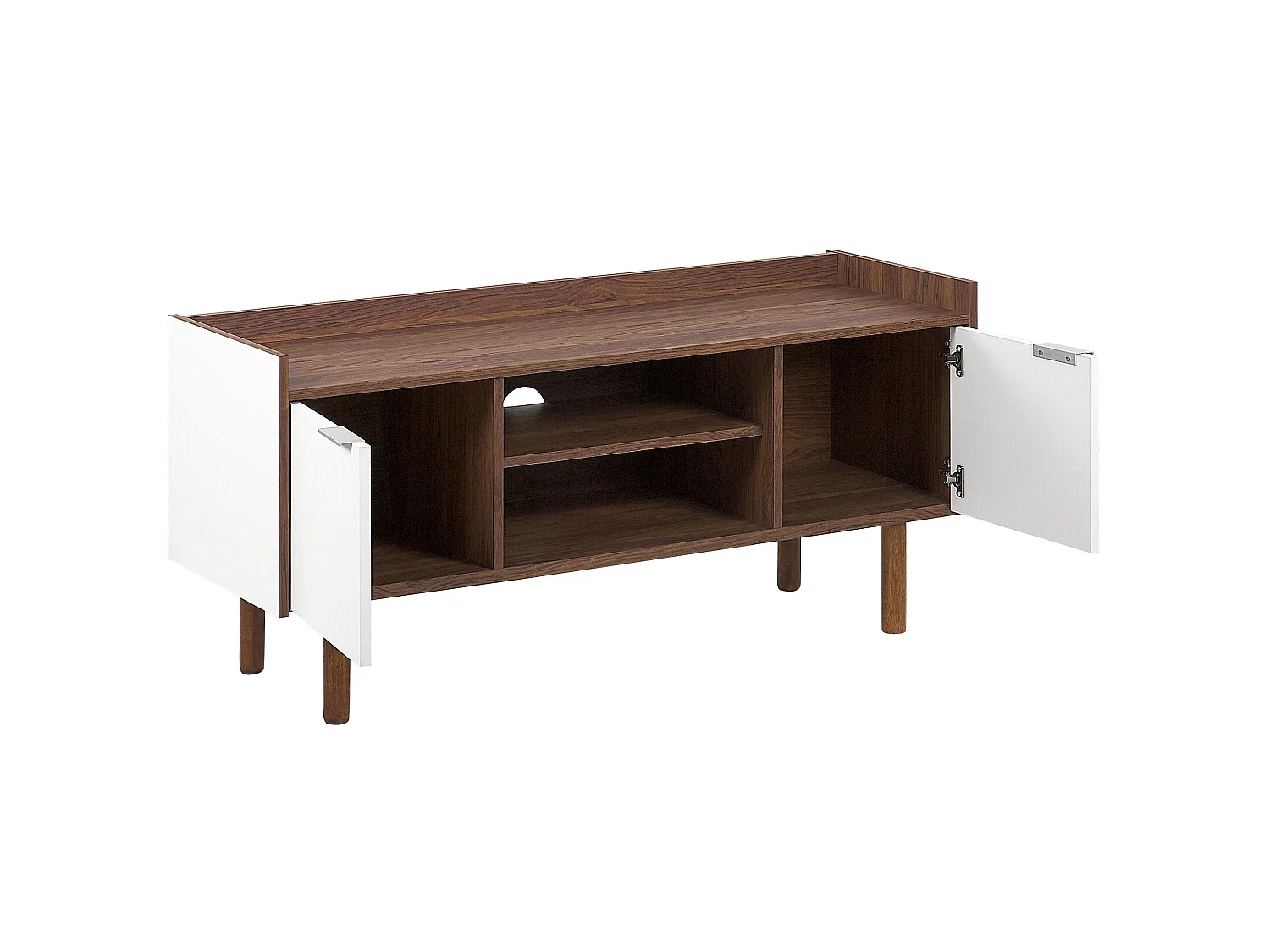 Meuble TV blanc et bois foncé MADERA