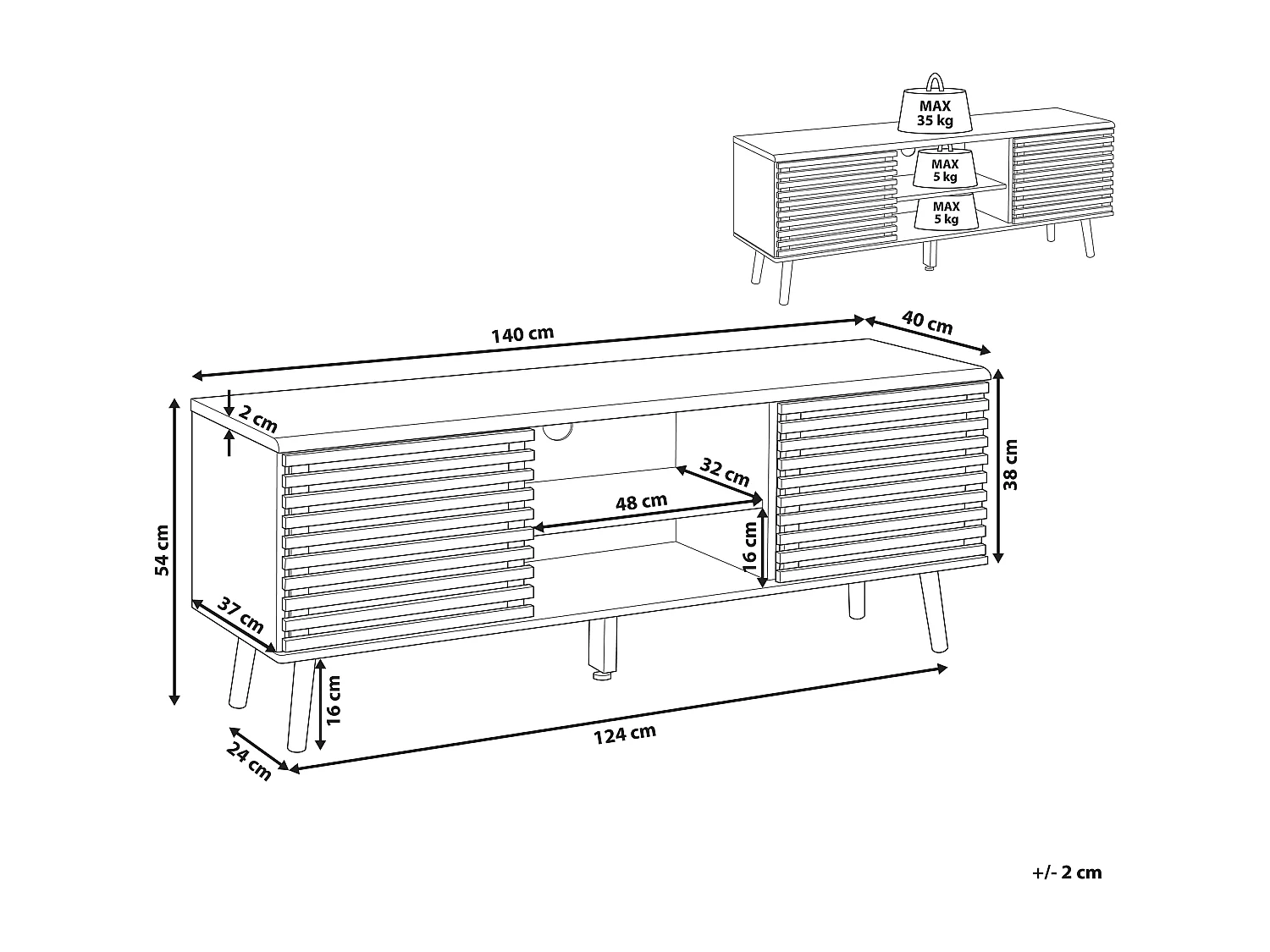 TV-meubel PERTH Zwart
