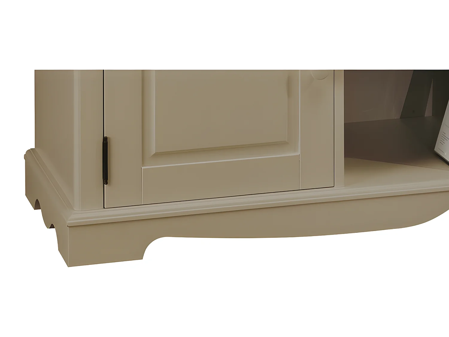 Meuble TV 60 Pouces Style Anglais Taupe 2 Portes 2 Niches 142.4 x 55.5 x 46 cm