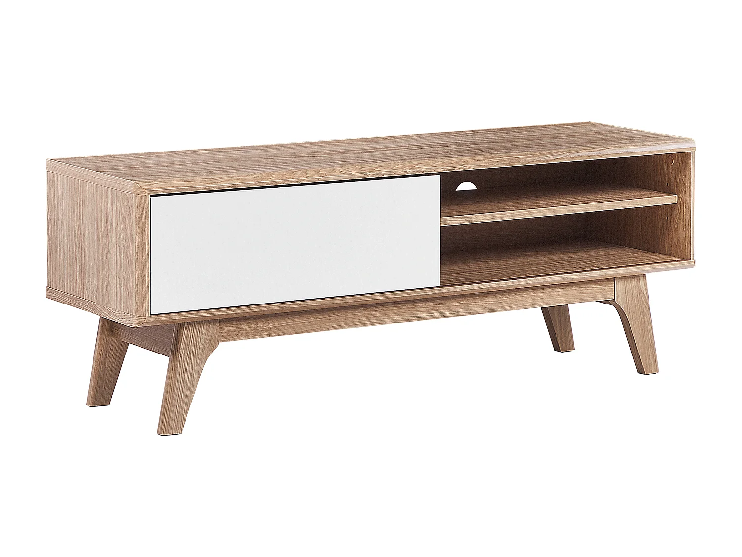 Fernsehtisch moderner Stil 2 Fächer MDF-Platte heller Holzfarbton / weiß Buffalo