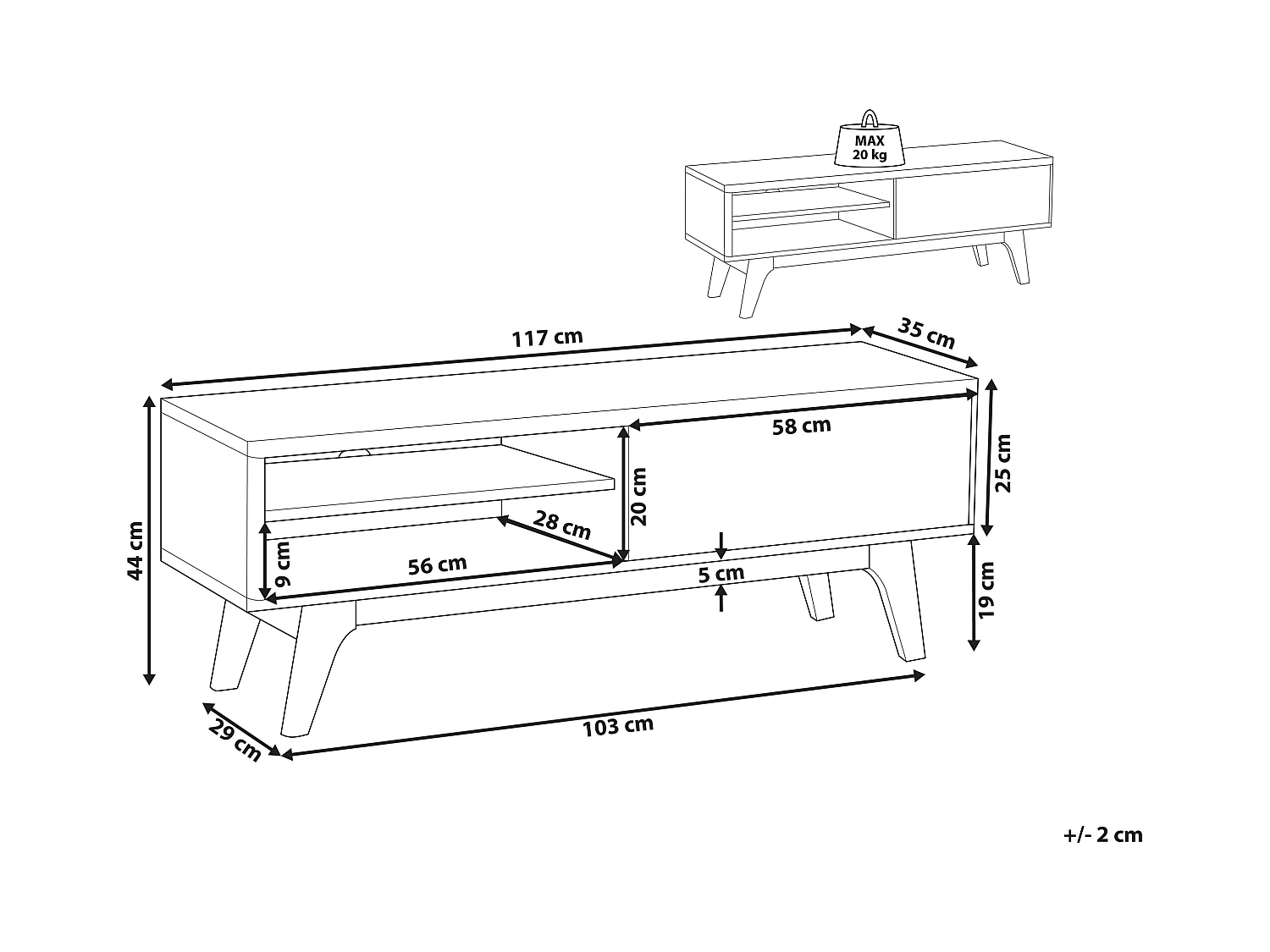 Szafka RTV BUFFALO Brązowy/ biały