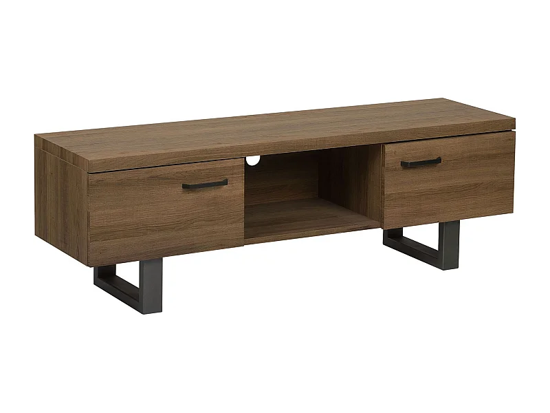 Modernes TV-Möbel mit 2 Türen dunkler Holzfarbton industrieller Stil Timber