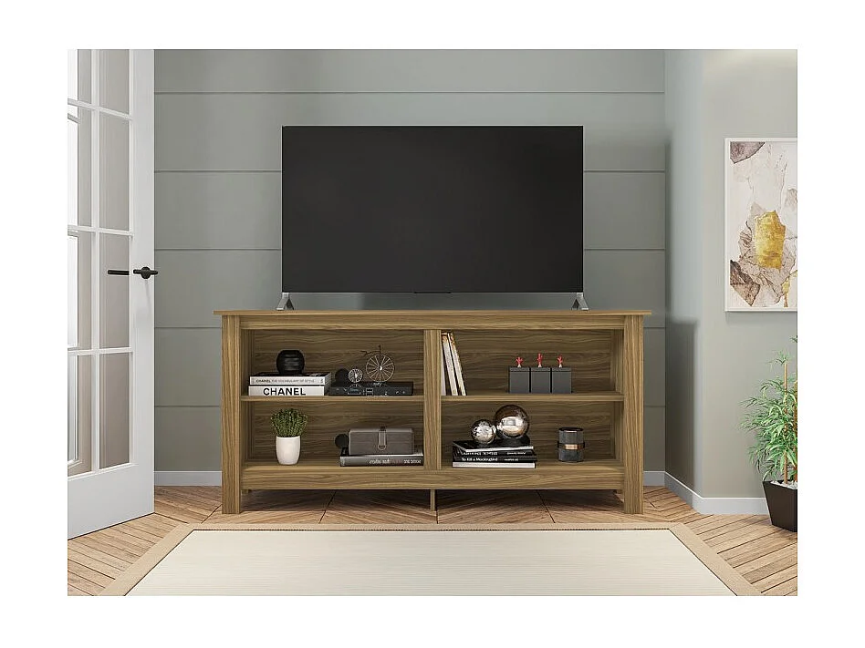 Meuble TV 65 Pouces Maxi Chêne 4 Niches L 148 H 69.5 P 38.5 cm