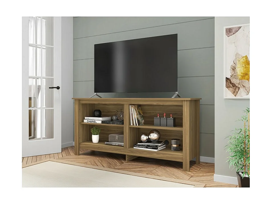 Meuble TV 65 Pouces Maxi Chêne 4 Niches L 148 H 69.5 P 38.5 cm