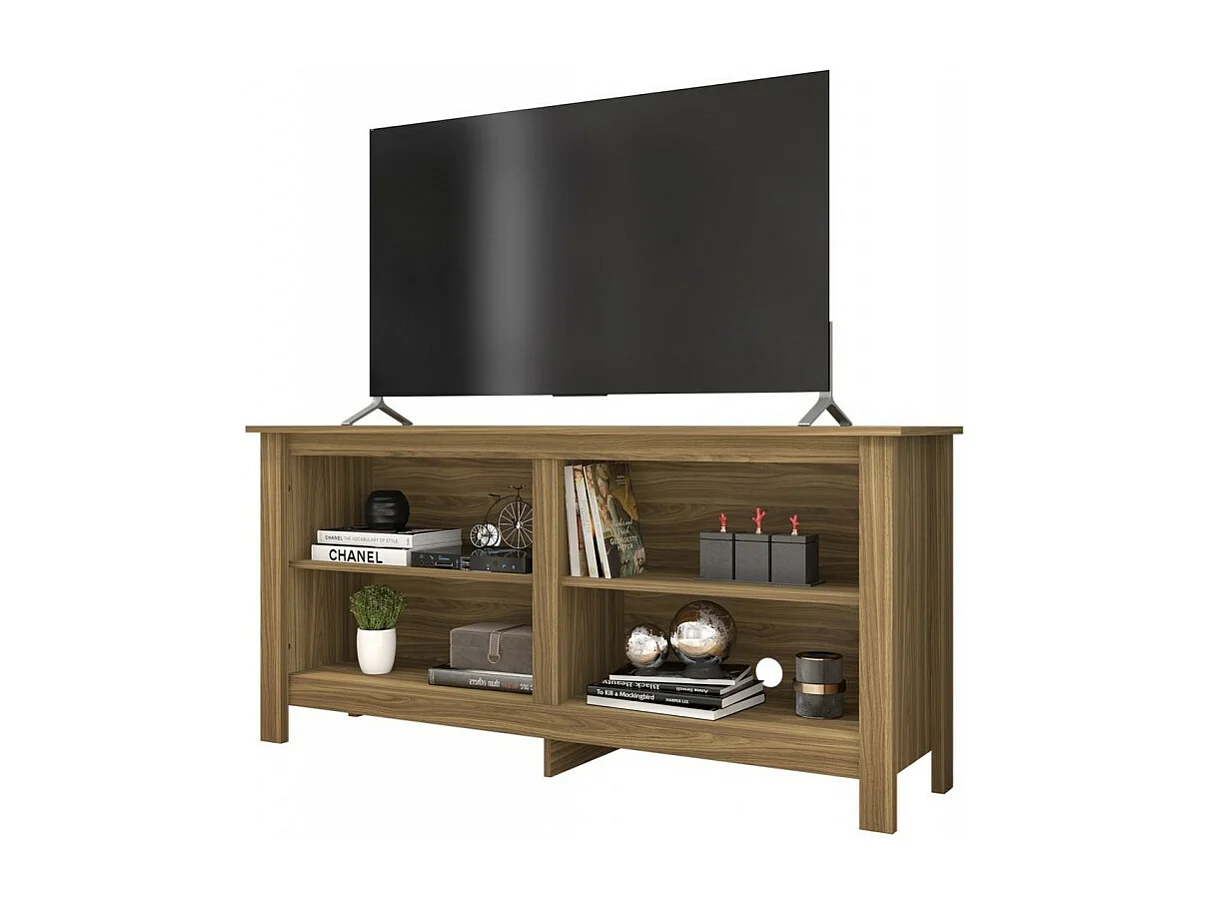 Meuble TV 65 Pouces Maxi Chêne 4 Niches L 148 H 69.5 P 38.5 cm