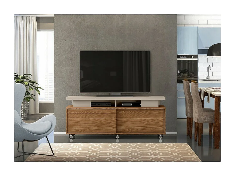 Meuble TV 150 cm 60 Pouces Chêne et Taupe