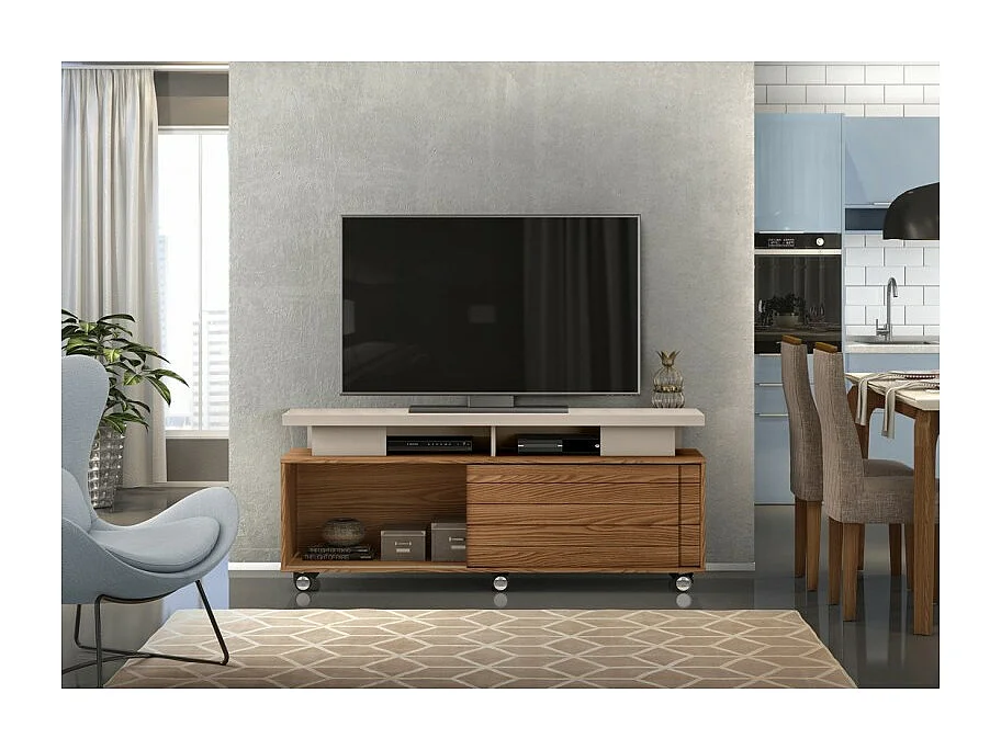 Meuble TV 150 cm 60 Pouces Chêne et Taupe