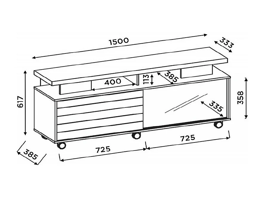 Meuble TV 150 cm 60 Pouces Chêne et Taupe