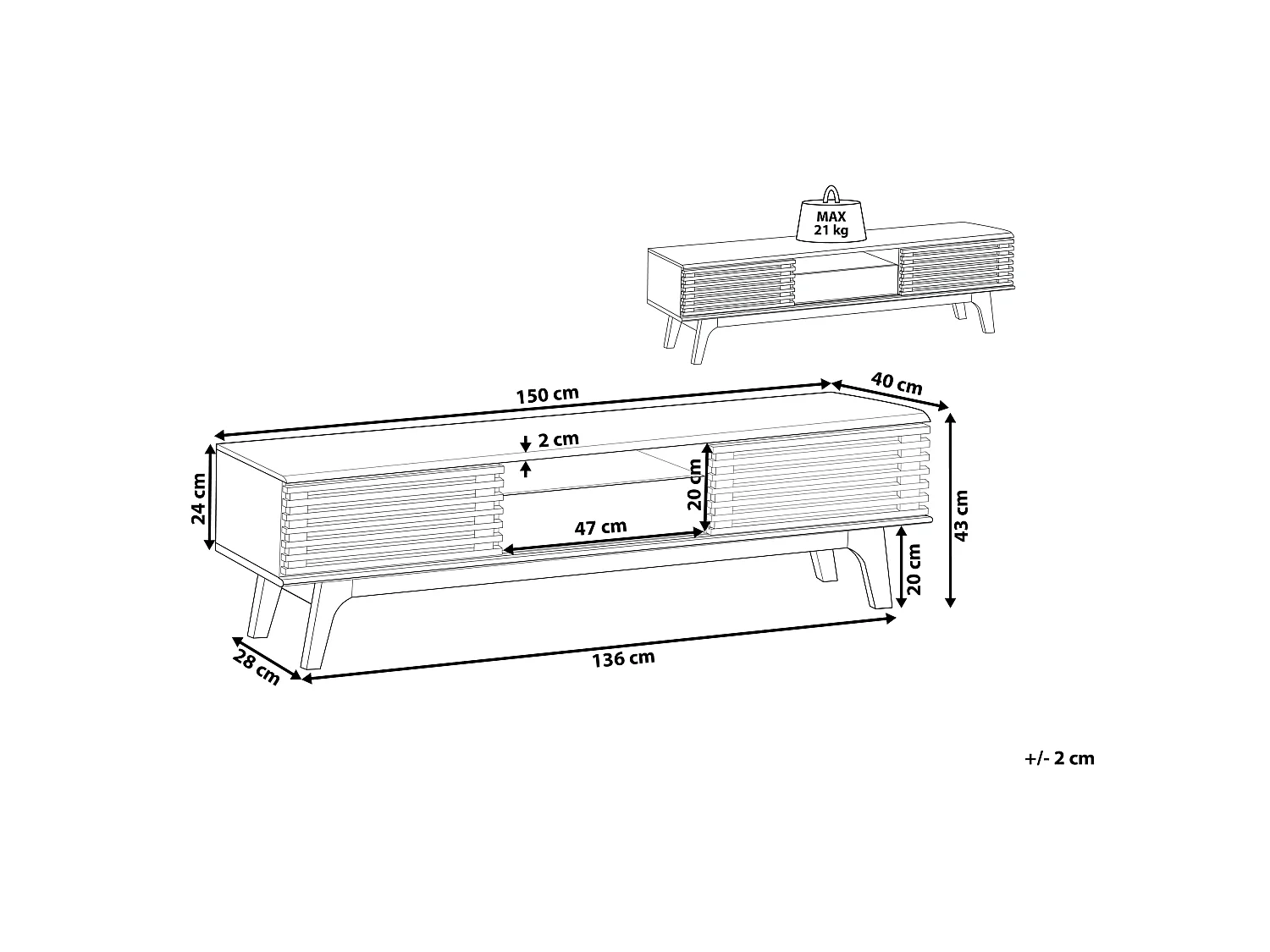 TV Stand DETROIT II Light Brown