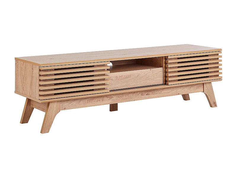 Multifunktionaler Fernsehschrank heller Holzfarbton Spanplatte Detroit II