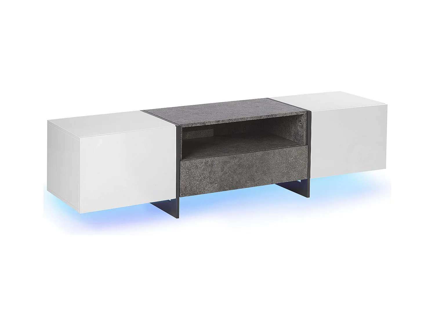 Meuble TV LED RUSSEL Effet béton gris