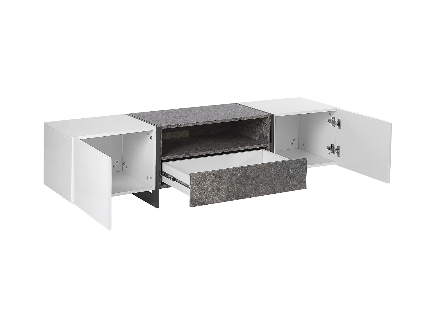 TV-Schrank weiß / Betonoptik mit LED-Beleuchtung Schublade 2 Schränken Russel